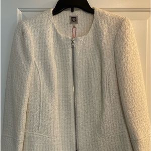 Ivory boucle zip up blazer NWT